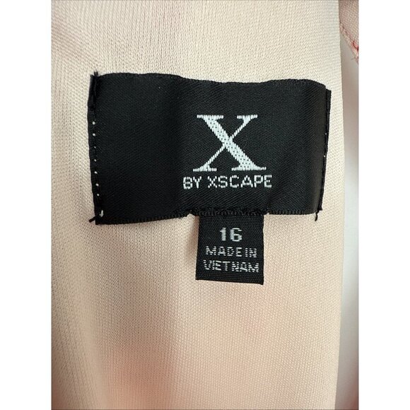 Xscape Women's Size 16 Pink Chiffon Floral Halter Sleeveless A-Line Midi Dress - Picture 10 of 15